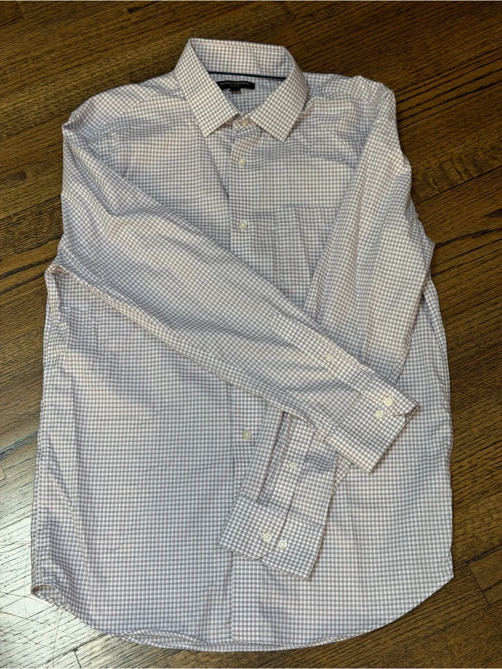Banana Republic Slim Fit Dress Shirt Large Pink Lavender Check